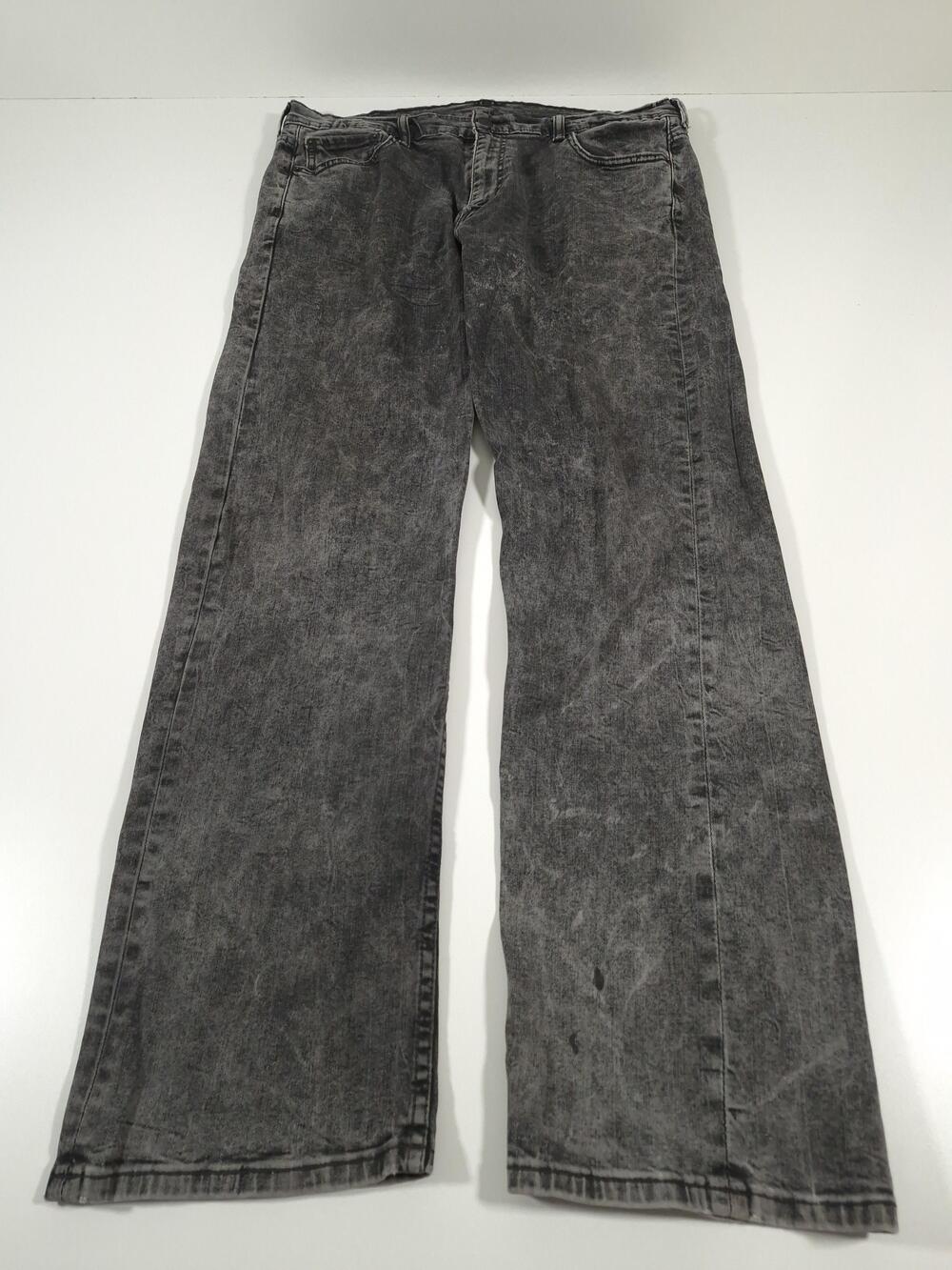 Levis 569 Loose Straight Jeans Mens 36x34 Gray Acid Wash Stretch Relaxed Denim